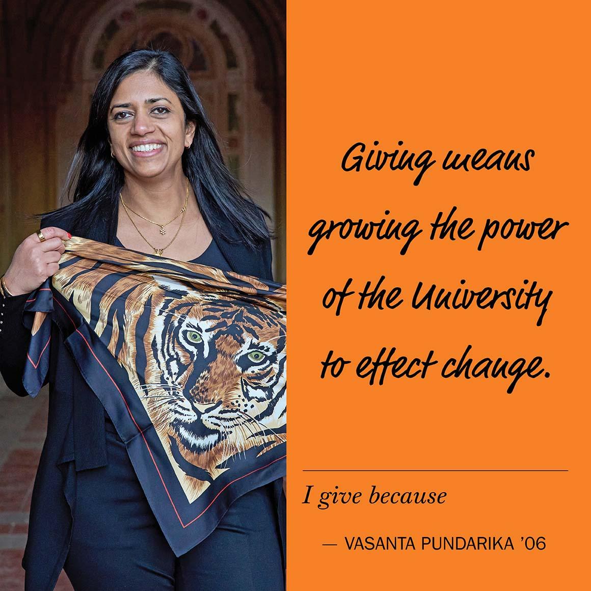 Vasanta Pundarika shows her Tiger scarf.