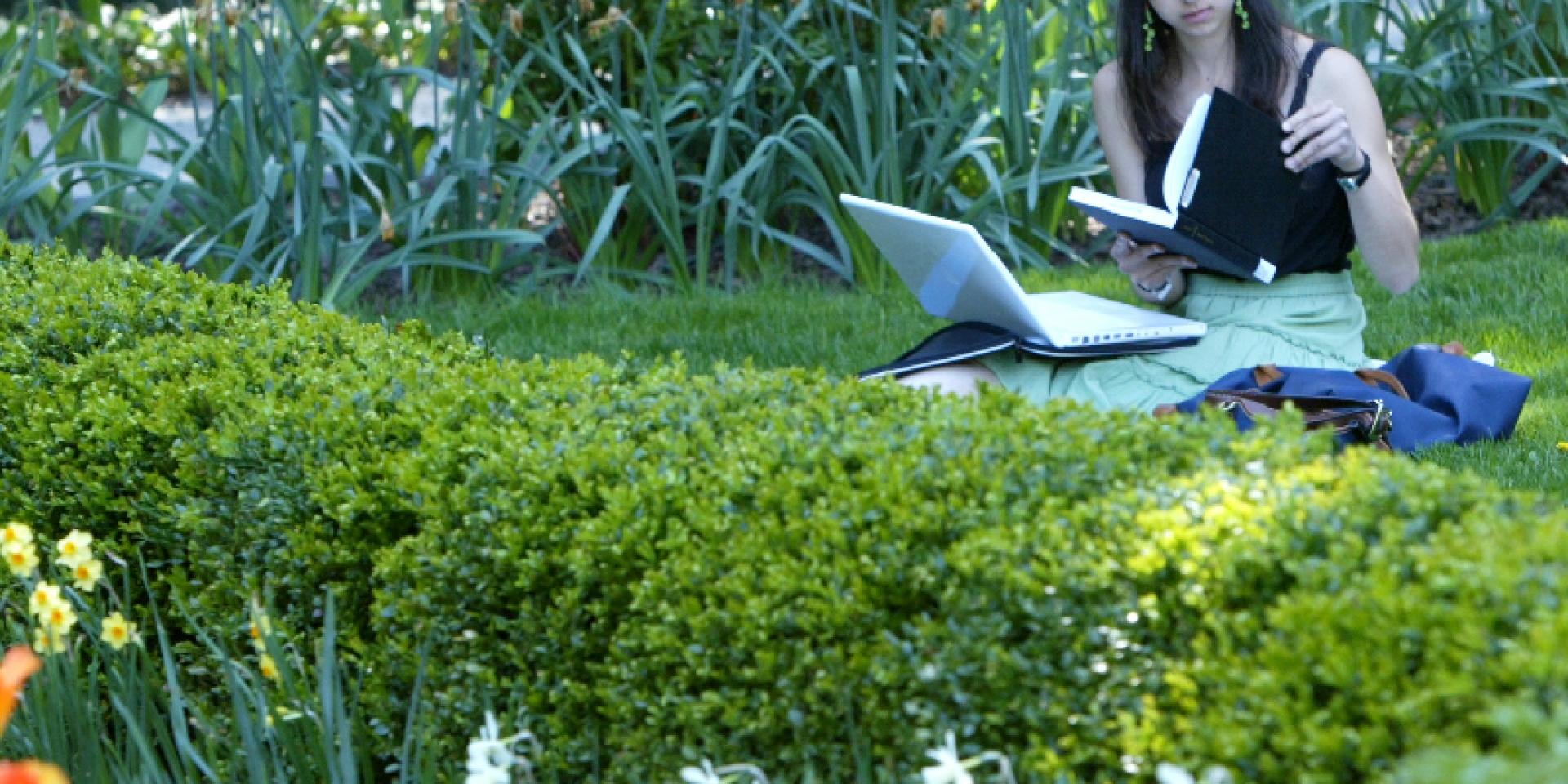 Student in garden